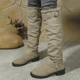 thumbnail image 5 of Women's Belt Buckle Knee High Boots, Fashion Low Heel Riding Style Boots for Casual Travel or Fall Outfits, 5 of 10