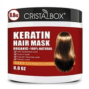 CRISTALBOX Keratin Hair Mask,Deep  Repair Damage Hair Root,  250ml Hair Mask for  Dry Damaged Hair,Hair Treatment  Mask Keratin Hair &  Scalp Treatment,Natural Deep Conditioner  Hydrating Hair Masque