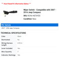 thumbnail image 2 of Wiper Switch - Compatible with 2007 - 2016 Jeep Compass 2008 2009 2010 2011 2012 2013 2014 2015, 2 of 2