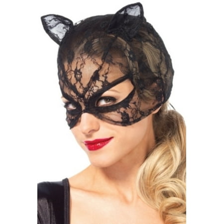 Leg Avenue Women's Lace Cat Mask Costume Accessory, Black, One Size