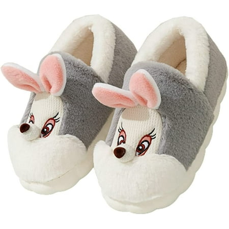 

PIKADINGNIS Cute Bunny Rabbit Furry Slipper for Women Men Trendy Warm Soft Fluffy Faux Fur House Shoes Wrap Heel Indoor