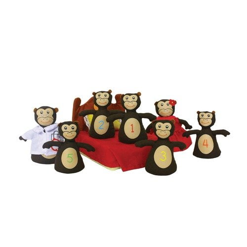 Alma's Design Five Monkeys Jumping on the Bed