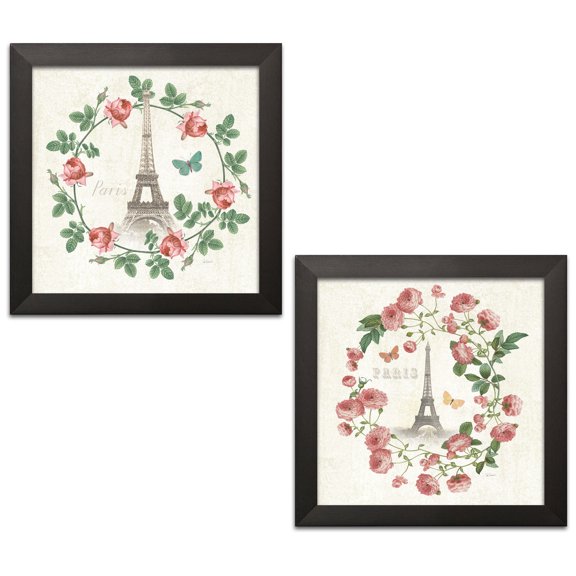 Gango Home Decor Shabby-Chic Paris Arbor VII & Paris Arbor VIII by Sue Schlabach (Ready to Hang); Two 12x12in Black Framed Prints