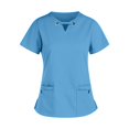 thumbnail image 4 of Top exfoliante para mujer, Top exfoliante para enfermera, profesional, cómodo con bolsillos, Top exfoliante para enfermería, ropa de trabajo para SPA, Azul claro L, 4 of 8