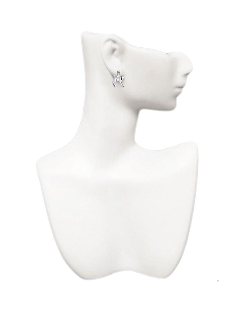 Delight Jewelry Silvertone Equestrian Horse Green Shamrock Necklace and Clover Earrings Jewelry Set