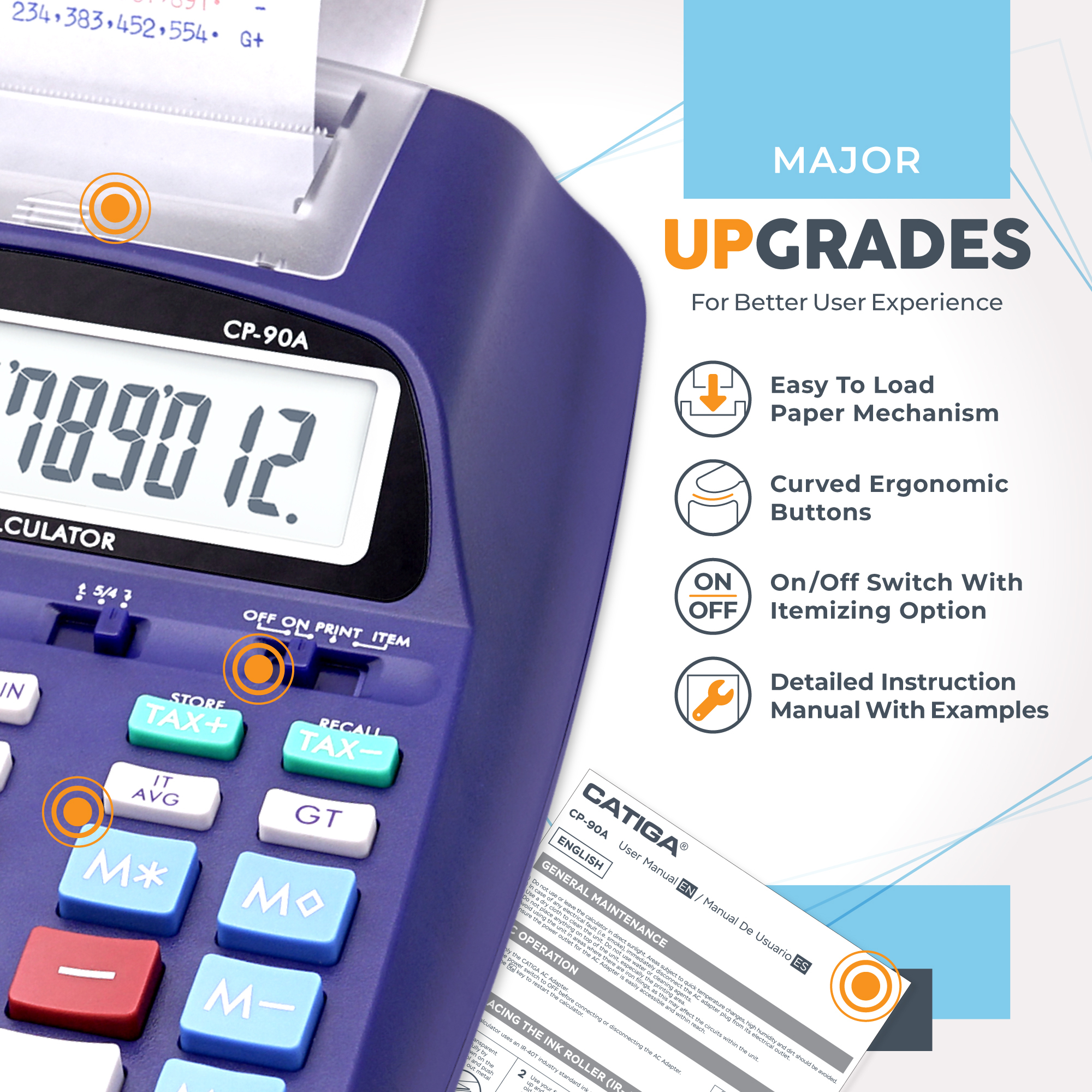 CATIGA CP-90A Printing Calculator Adding Machine, Purple photo 4