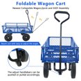 thumbnail image 6 of Jump Into Fun Wagon Cart, Metal Utility Wagon 550LBS Capacity, Garden Cart with Wheel, Mesh Metal Frame & Removable Sides, Yard Wagon Large Heavy Duty Wagon, Garden Cart and Wagon, Blue, 6 of 7