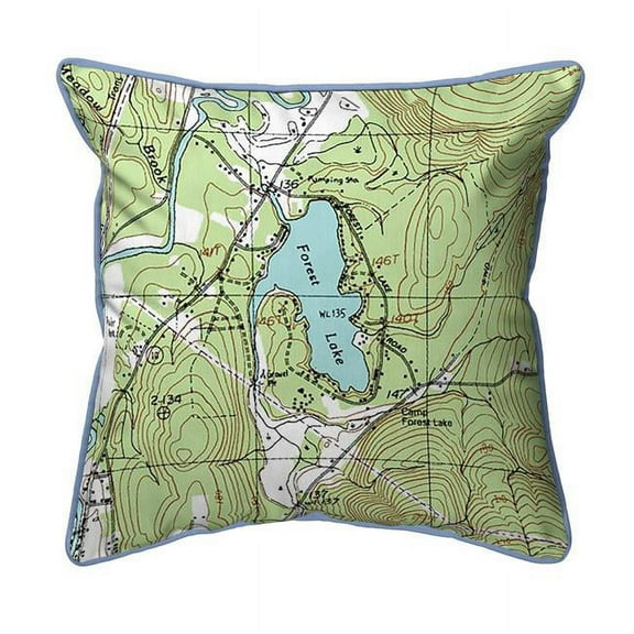 Betsy Drake ZP463 22 x 22 in. Forest Lake, NH Nautical Map Extra Large Zippered Indoor & Outdoor Pillow