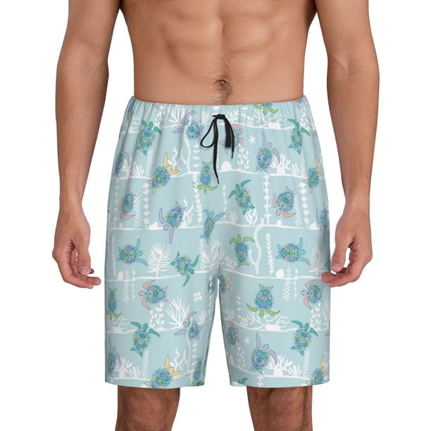 Fotbe Sea Turtle Pantalones Cortos de Pijama para Hombre, Ropa de Dormir, Pantalones de Pijama Cortos para Hombre-X-Large