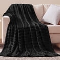 thumbnail image 6 of SoComfy by Bedelite Black Blanket for Couch & Bed, 300GSM Soft & Warm Fleece Blanket, Decorative and Giftable Striped Blankets for Women, Men, 6 of 8