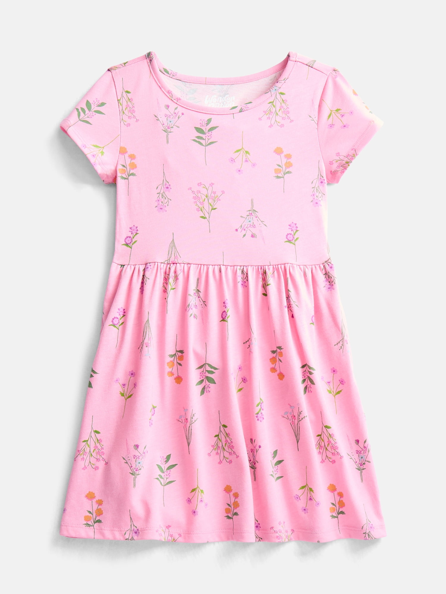 Wonder Nation Little Girls and Big Girls Play Dress with Short Sleeves, 2 Pack, Sizes XS-XXL