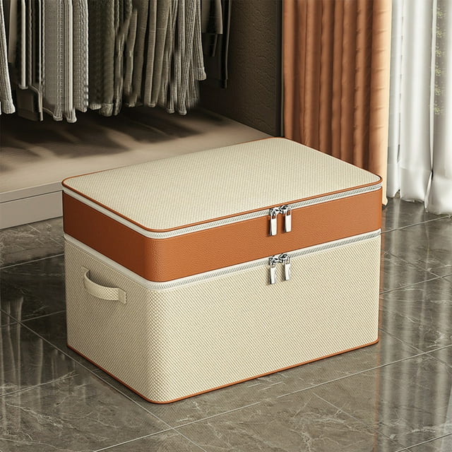 Vaidha Sac de Rangement pour Vêtements à Double Couche en Oxford avec Fermeture Éclair, Boîte de Rangement pour Garde-Robe, Sac de Rangement Portable, Boîte de Rangement pour Couette d'Hiver