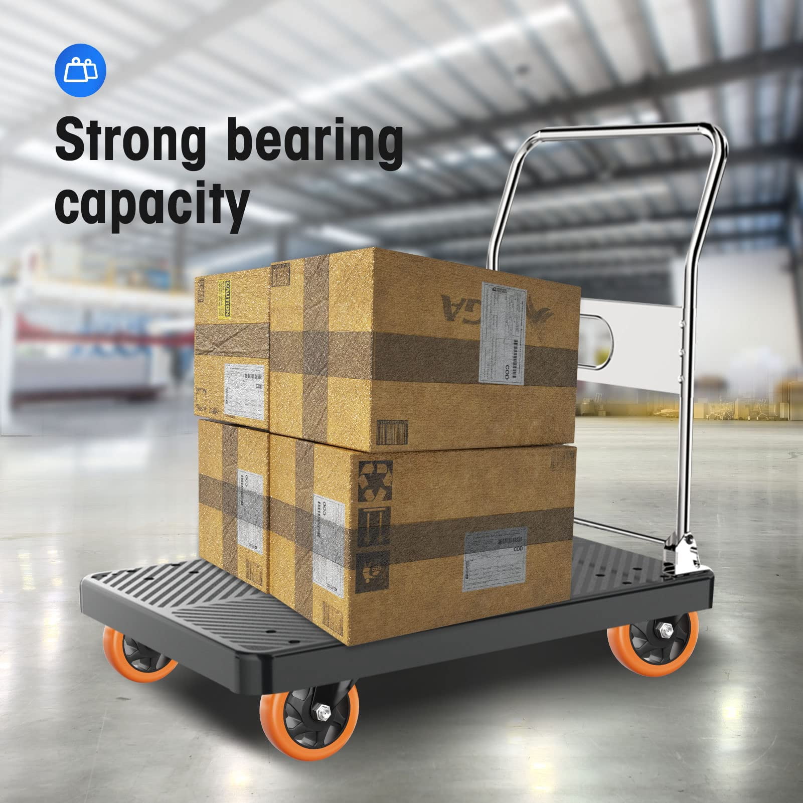 5" Caster Wheels Heavy Duty, ASHGOOB Casters Set of 4 - Non-Marking Orange Polyurethane Castors, Top Plate Swivel Wheels, Industrial Casters with Brake, Locking Casters for Furniture and Workbench