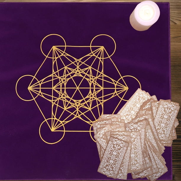 GANYKQ Tapis de carte d'astrologie Fortune - Jeu de société - Tarot - Nappe spéciale fleur de vie - Tissu de divination