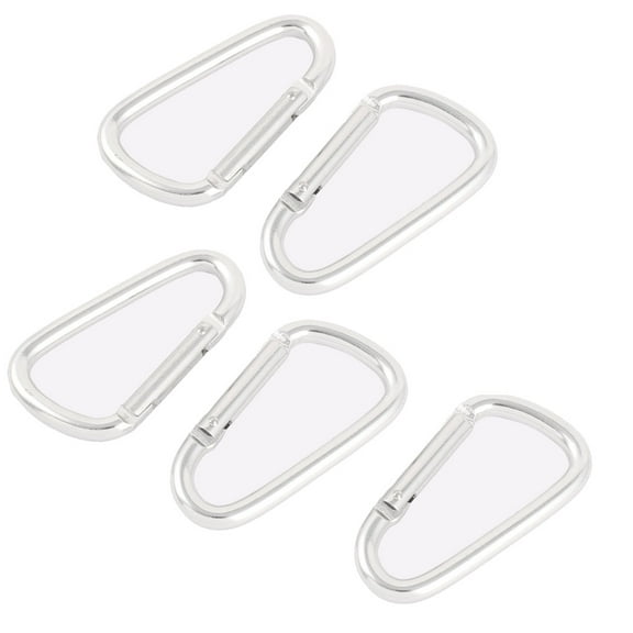 Hiking Carabiner D-Ring Snap Clip Hook Buckle Keychain Keyring Silver Tone 5pcs