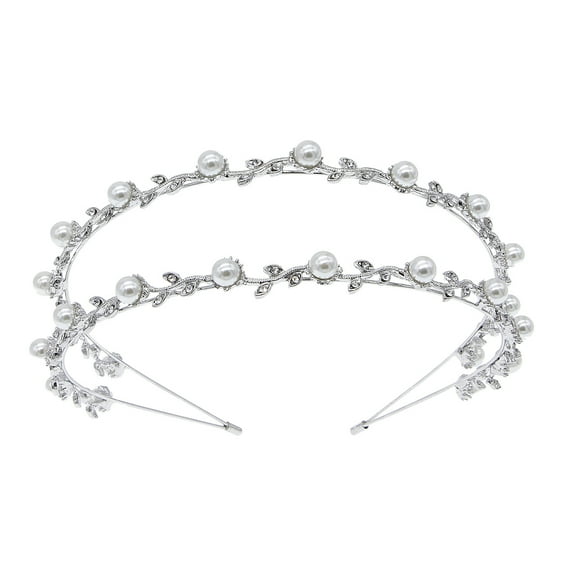 Nvzi-c Bridal Flower Wedding Hair Pins Crystal Pearl Hair Combs Clips Headpiece Gold Wedding Hair Accessories Jewelry with Rhinestone for Brides Bridesmaids Women (Silvery)