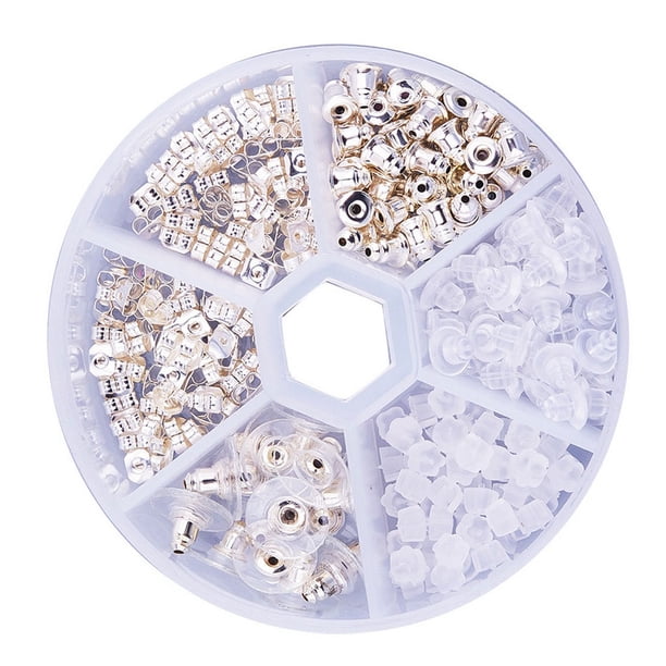 Pendientes de 260 piezas con caja de almacenamiento, tapones portátiles, manualidades DIY, joyería, Kit de fabricación artesanal, accesorio Ropa, zapatos y accesorios Miscelánea Plata 2.5-11 mm Minnieouse HA2398-00B