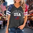 thumbnail image 2 of 4th of July Patriotic V Neck Shirt for Women Funny American Flag Graphic Tee Summer Short Sleeve T-Shirt Blouse, 2 of 4