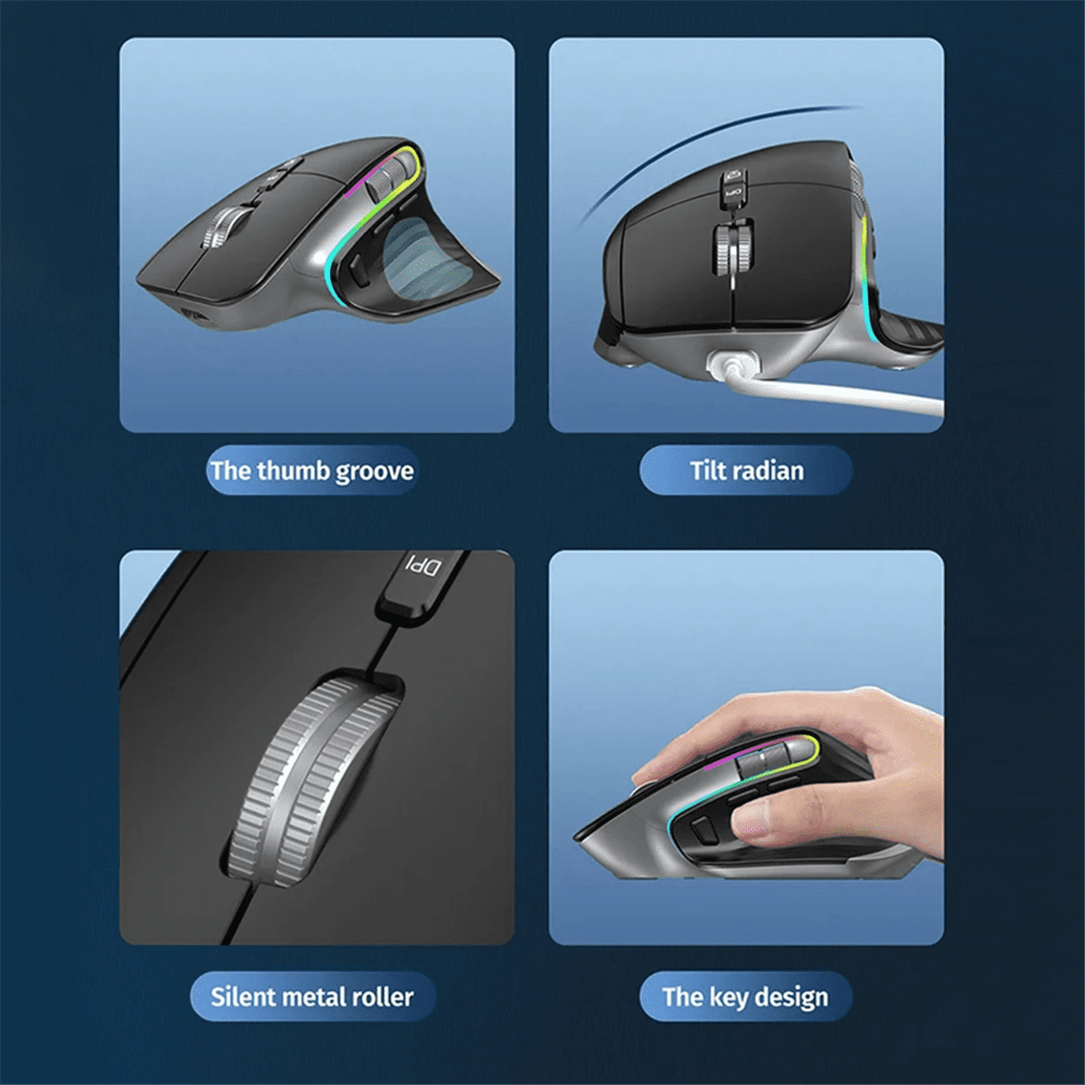 Wireless Mouse Bluetooth 5.0 Mouse 2.4G Wireless Portable Optical Mouse Ergonomic Right Hand Computer Mice Gray Plastic Gray,1x Wireless Mouse