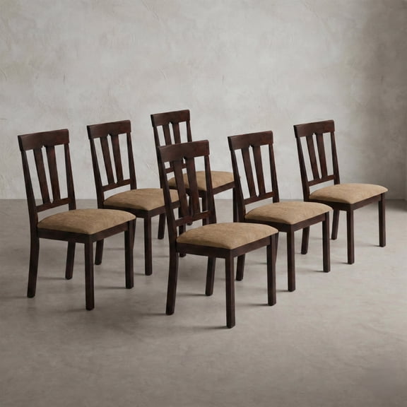Furniture of America Winnia Modern Solid Wood Slat Back Dining Side Chairs, Brown Cherry (Set of 6)