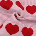thumbnail image 5 of Women's Valentine's Sweater Knitting V Neck Heart Print Striped Pullover Top Pink M, 5 of 8