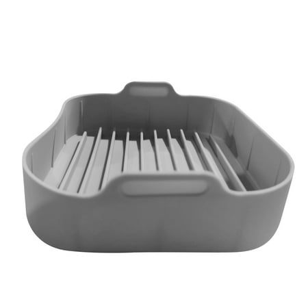 

1111Fourone Silicone Pot Air Fryer Thick BBQ Pan Oven Heated Tray Basket Heat-resistant Baking Mold Gray