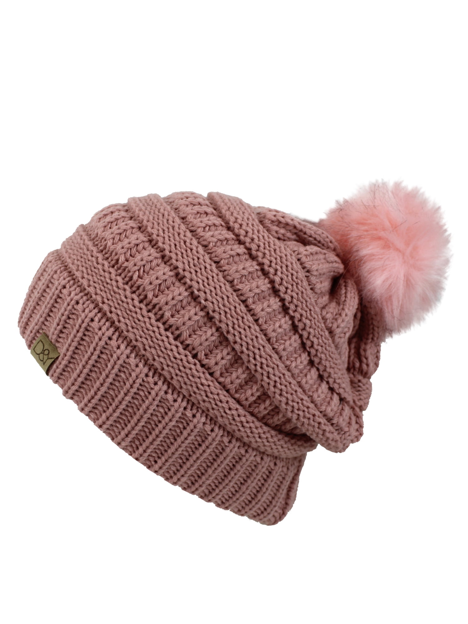 Blush Pink Halo Ribbed Slouch Beanie 