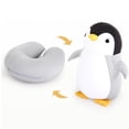 thumbnail image 2 of Pillows Cartoon Particle Throw Pillow Neck Pillow Deformation Two-in-one Dual-use Pillow Leisure Travel U-Shaped Pillow (Grey Penguin), 2 of 9
