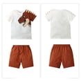 thumbnail image 2 of HAOYUNL Boys 2Pcs Summer Outfits for Kids Toddler Short Sleeve T-Shirt Tops Elastic Shorts Set Toddler Dinosaur Cartoon Clothes 2-7T, 2 of 9