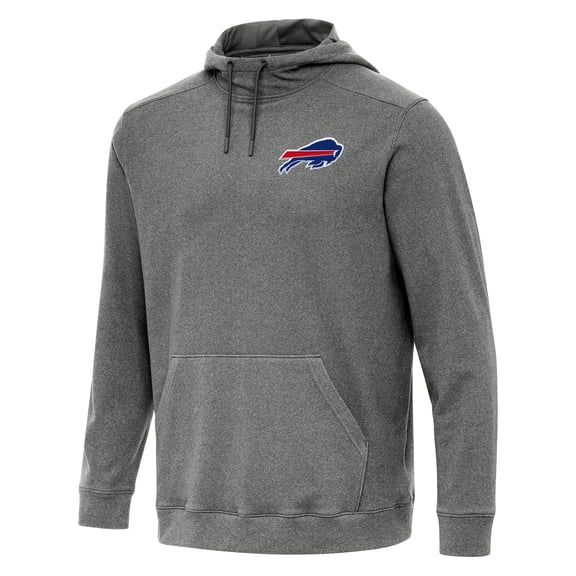 Men's Antigua Heather Black Buffalo Bills Cloud Pullover Hoodie