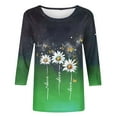 thumbnail image 5 of JTZGDY Cute Daisy Print Summer T-Shirts for Women Loose Fit Casual Graphic 3/4 Length Sleeve Crewneck Graphic Tunic Blouse Lightweight Soft Cotton Tees Tops Green XXXXXL, 5 of 5