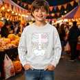 thumbnail image 2 of Zylarhe Halloween Sweatshirts for Kids Boys Girls Halloween Print Pullover Hoodie Crewneck Cute Pumpkin Design Casual White 11-12 Years, 2 of 4