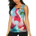 thumbnail image 2 of Picia Tropical Flamingo Pool Float Pattern Women's Workout Tank Top,Breathable Activewear,Slim Fit Athletic Top,Versatile Workout Moisture-wicking top-X-Large, 2 of 9