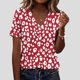thumbnail image 1 of TaTaai Women's Stylish Printed V-Neck Short Sleeve Loose Fit Casual Tops Lightweight Soft Fashion Blouses for Spring Summer Daily Dating Office Wear Gift, 1 of 8