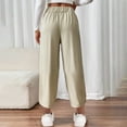 thumbnail image 4 of Ohufall Women's Dress Pants Fashion Solid Casual Elastic High Waist Pants Stretch Slim Fit Straight Leg Trousers Ladies Work Pants for Business, 4 of 8