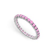 FineJewelryVault UB14WR100PS2263-101 Pink Sapphire Eternity Band : 14K White Gold - 1.00 CT TGW - Size: 7