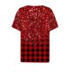 thumbnail image 5 of Camiseta para Mujer Camiseta con Estampado de Botones Manga Corta Diario Fin de Semana Moda Básica Cuello en V Top Regular Vino/M, 5 of 5