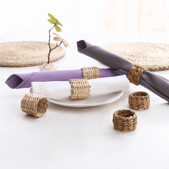 Vruelia 12Pcs Water Hyacinth Napkin Rings -for Party, Dinner Table Decoration
