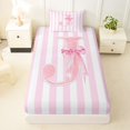 thumbnail image 3 of Manfei Alphabet J Design Twin Sheets,Pink Kawaii Bow Knot Bedding,3-Piece,1 Flat Sheet,1 Fitted Sheet and 1 Pillowcase, 3 of 6