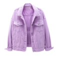 thumbnail image 2 of Women Spring And Autumn Coats Warm Solid Long Sleeve Denim Jacket Outerwear, 2 of 4