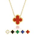 thumbnail image 1 of Collar con Colgante de Flor Roja JeenMata Bañado en Oro Amarillo, 1 of 7