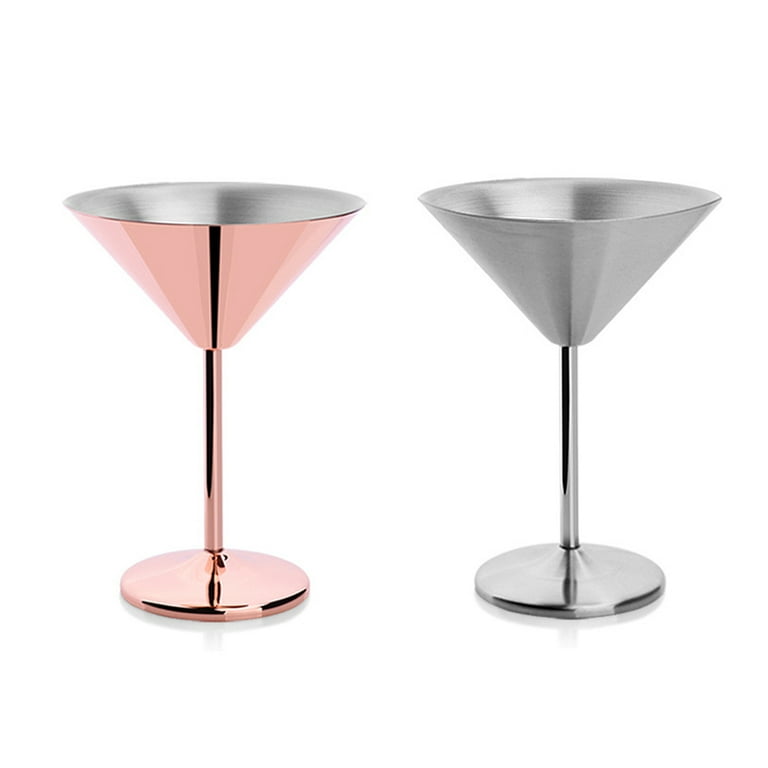AOOOWER 1 Piece Stainless Steel Martini Glass Cocktail Stem Wine Cups Bar  Fancy Mugs Wine Cup Golden Silver Two Colors to Choose 