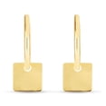 thumbnail image 2 of JewelStop 14K Yellow Gold Dangle Square Drop Huggie Hoop Earrings with Polished Finish and Endless Clasp, 2 of 7