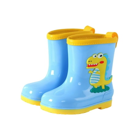 

Avamo Children Rain Boot Cartoon Waterproof Booties Wide Calf Rubber Boots Kids Garden Shoes Boys Girls Breathable Removable Lining Rainboot Blue 12C