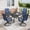 Black Table-Blue Chair, variant on DIFY 5PCS Patio Dining Furniture Set, 41" Round Slatted Table and 4 Swivel Chairs, Balck