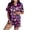 Purple, variant on vigerkar Womens Cute Satin Pajama Set Print Short Sleeve Sleepwear Button Down Pjs Shorts Set Loungewear (Hot Pink, M)