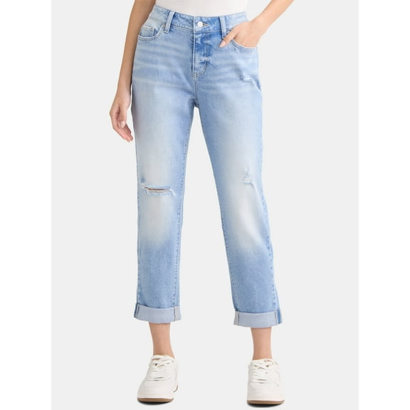 Time and Tru Women's Mid-Rise Boyfriend Jeans, 26" Inseam, Sizes 0-22