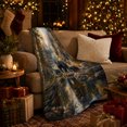 thumbnail image 3 of Black Bear Family beside Forest River and Tall Pines, Peaceful Wildlife Scene for Bear Lovers, Warm Flannel Blanket for Cabin and Lodge, Father's Day Gift, Rustic Home Decor, 3 of 7