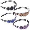 thumbnail image 2 of Miangastore 4Pcs Rhinestone Headband with Teeth Comb Wide Rhinestone Headband Non-slip Rhinestone Headband, 2 of 9