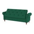 thumbnail image 6 of 63" Storage Bench, Modern Button Tufted Fabric Upholstered Ottoman Bench with Flip Top & Rolled Arms & Solid Wood Gourd Legs Rectangular Entryway Footstool Bed Bench for Living Room Bedroom Dark Green, 6 of 7